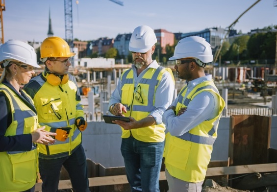 team of contractors at construction site